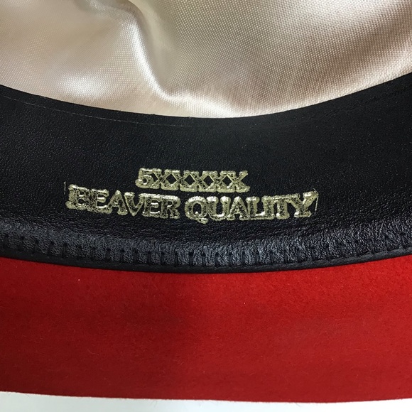 The Roundup Red Flat Brim Felt Fedora Hat - Picture 7 of 15